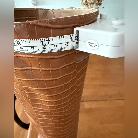 Brown Croc-Embossed Knee-High Boots - Picture 10 of 10